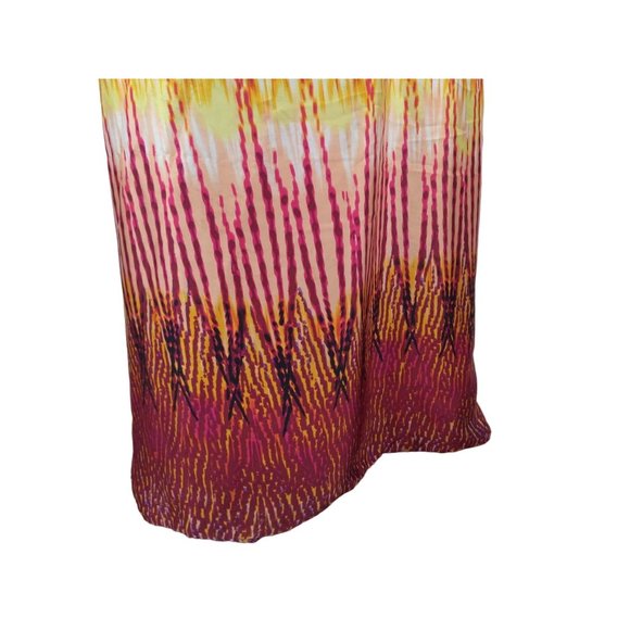 Bisou Bisou One shoulder boho tie dye style maxi flow lined dress w/belt US 8 - Picture 2 of 15